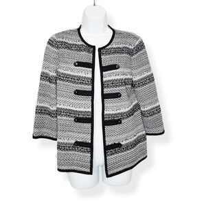 Ming Wang Women's Open Front Knit Sweater Cardigan Black Gray Size XL